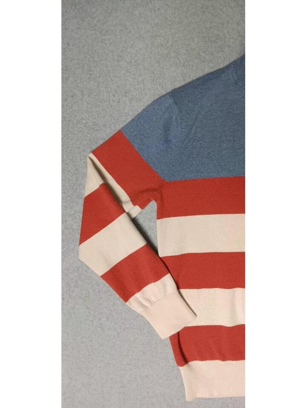 J Crew Pullover Partial Zip Up Sweatshirt Jacket Mens Size Small Red White... - Picture 10 of 11